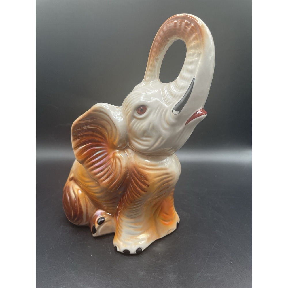 Vintage Lusterware Ceramic Elephant Made in Brazil 1970s Approximately 7" Tall